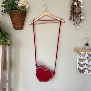 crochet red heart crossbody purse